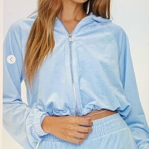 VELOUR ZIP-FRONT HOODIE